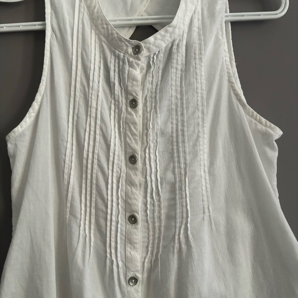 DKNY Jeans Petite Small White Sleeveless Cotton Button Down Blouse - Picture 2 of 13